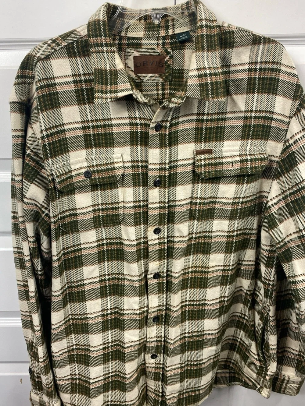 Orvis Heavyweight Flannel Shirt Jacket Mens XL Plaid Button Front Shacket Outdoo
